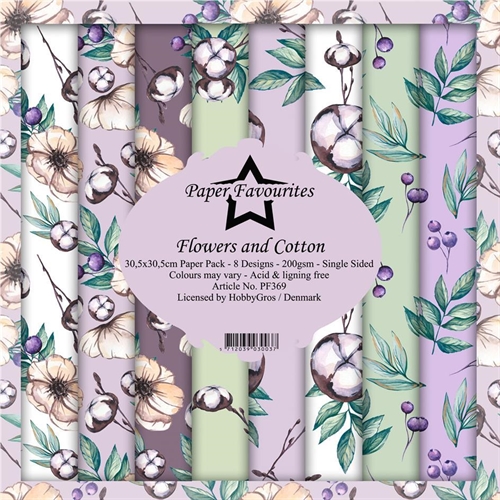 Paper Favourites Flowers and cotton 30,5x30,5cm 8 ark 200g